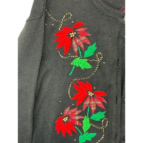Beautiful Christmas Sweater-Festive-Bling‎ - 1X-Poinsettia- Buttons - Picture 3 of 8